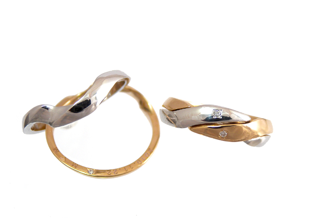 まーくん様・みなみ様（K18WG/K18PGダイアモンドギメルマリッジリング） - オーダーメイドマリッジリング作品集｜浜松の結婚指輪・浜松市