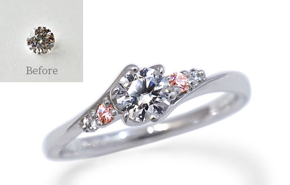 ご両親の婚約指輪のダイアモンドを使ってお作りした新しい指輪