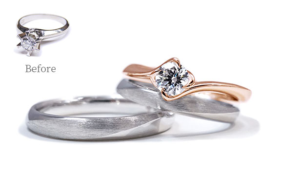 1つのダイアモンドリングを婚約指輪と結婚指輪に