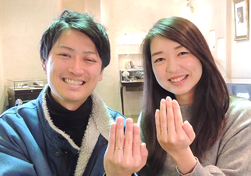 N様 (K18ライムG 黄緑が引き立つ結婚指輪)