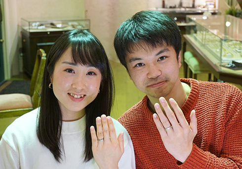 鈴木貴志・美穂様 (Pt 和紙＆彫刻の和の結婚指輪)