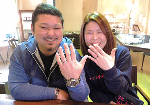 S様 (Pt/赤銅 側面彫刻の結婚指輪)