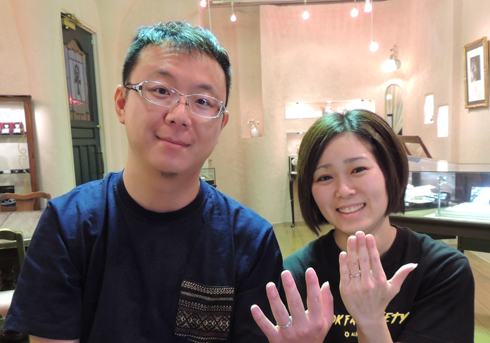 Y様 (Pt/桜G 花の彫刻の結婚指輪)