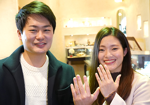 K様 (Pt 並ぶダイヤが美しい結婚指輪)