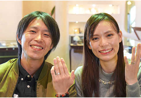 S様 (Pt 和紙の魅力をお楽しみいただけるセットリング 結婚指輪＆婚約指輪)