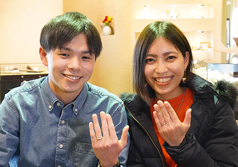 M様 (桜G 細身&甲丸の鍛造結婚指輪)