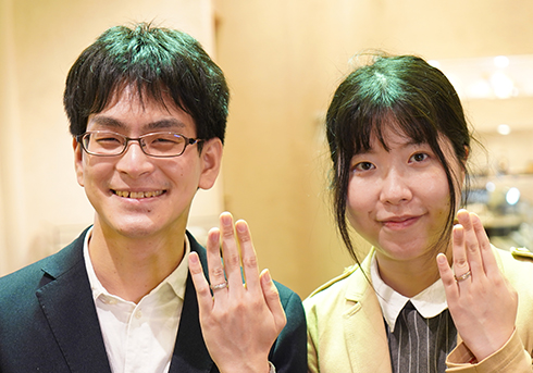 A様 (Pt900/桜G 彫刻とミル打ちの結婚指輪)