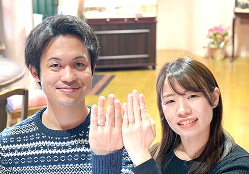 K＆N様 (ピンクゴールド/シャンパンゴールド ウェーブと陰影が美しい結婚指輪)
