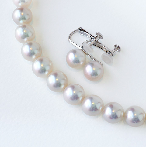 あこや貝 『花珠』真珠ネックレス ピアスorイヤリングセット｜アトリエ