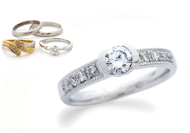 H様 (プラチナ 婚約指輪と結婚指輪を新たなデザインにリフォーム)