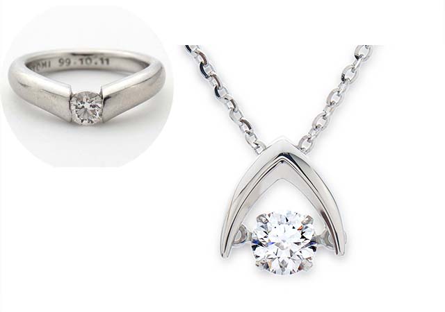 T様 (プラチナ ダイアモンドリングをネックレスへリフォーム)