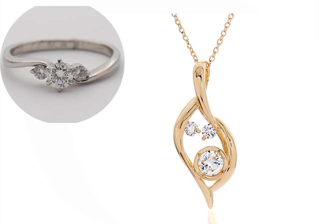 M様 (プラチナ ダイヤの婚約指輪をペンダントトップにリフォーム)