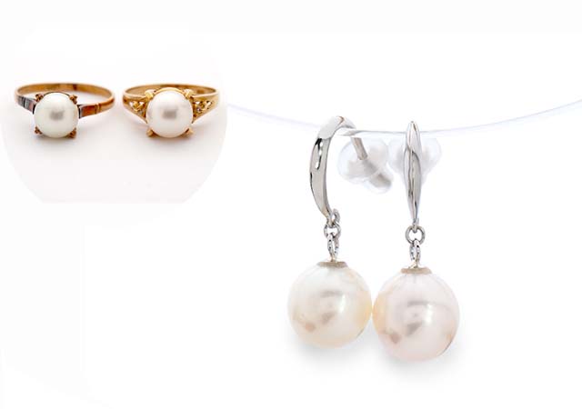 M様 (プラチナ 真珠の指輪をフックピアスにリフォーム)