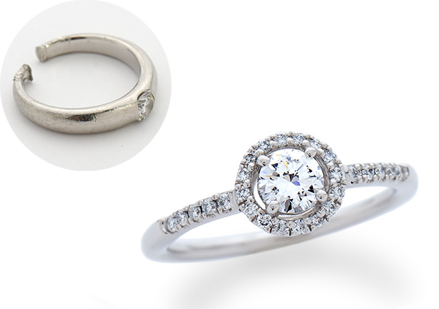 N様 (プラチナ 切断したダイヤの指輪をリフォーム)