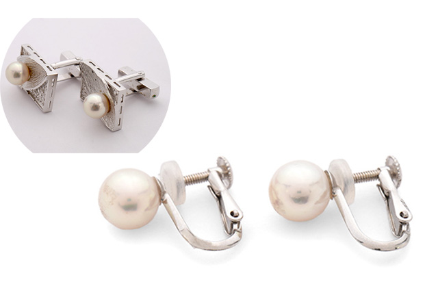 N様 (シルバー 真珠のカフスをイヤリングにリフォーム)