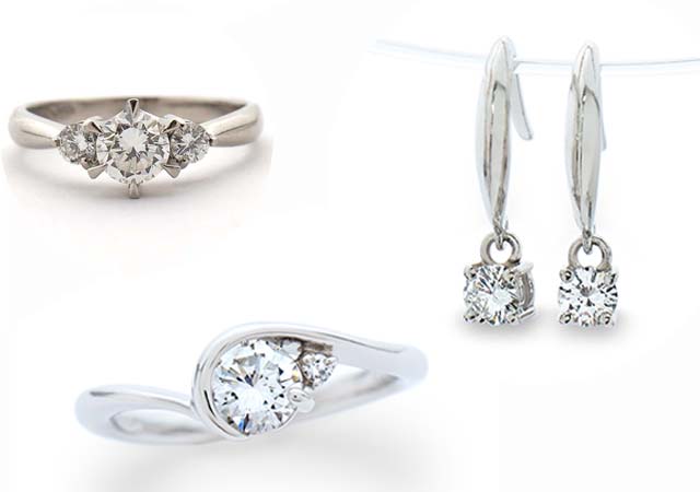 T様 (プラチナ ダイヤ婚約指輪を指輪とピアスへリフォーム)