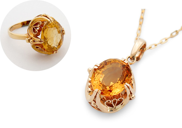 F様 (K18シトリンの指輪をネックレスにリフォーム)