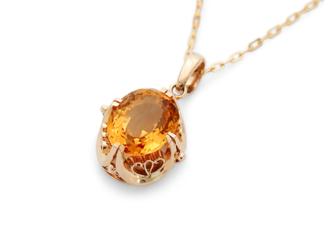 F様 (K18シトリンの指輪をネックレスにリフォーム)