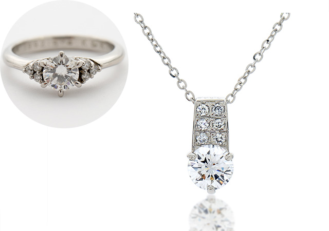 O様 (プラチナ ダイヤ婚約指輪をネックレスへリフォーム)