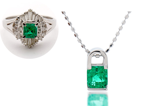 Y様 (プラチナ エメラルドの指輪を、すっきりとしたネックレスへリフォーム)