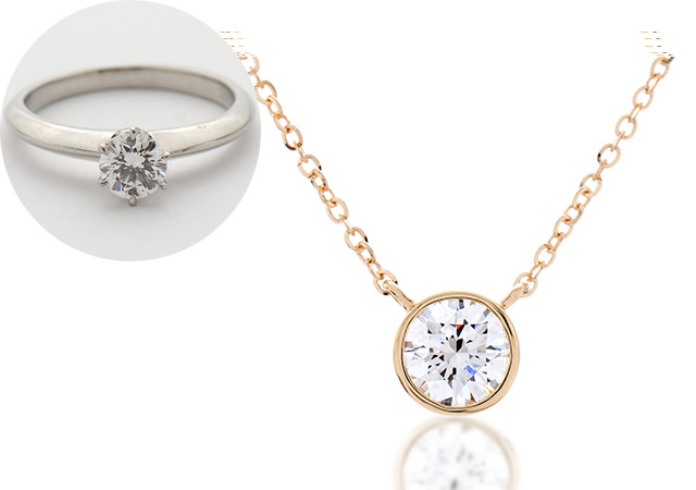 M様 (プラチナ ダイヤ婚約指輪をイエローゴールドのネックレスへリフォーム)