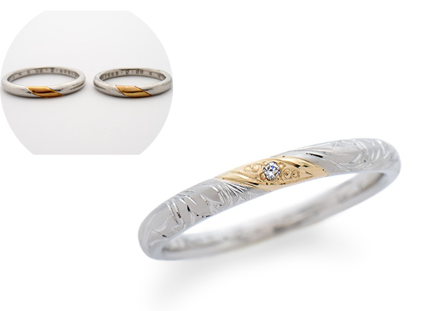 M様 (プラチナ/K18 2本の結婚指輪を一本にリフォーム)