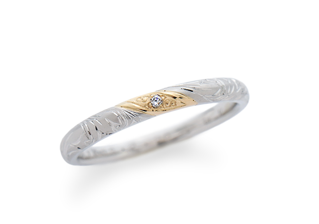 M様 (プラチナ/K18 2本の結婚指輪を一本にリフォーム)