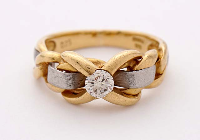 プラチナ/K18製ダイヤ指輪石ゆるみの修理