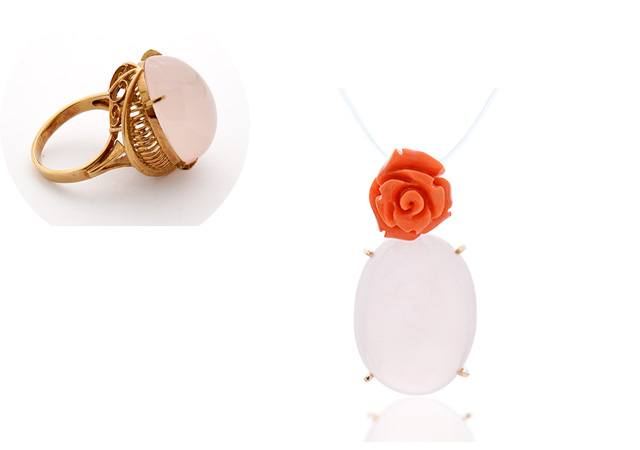 K18 ローズクオーツの指輪をペンダントトップにリフォーム