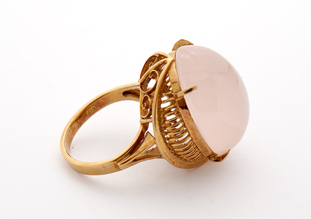 K18 ローズクオーツの指輪をペンダントトップにリフォーム