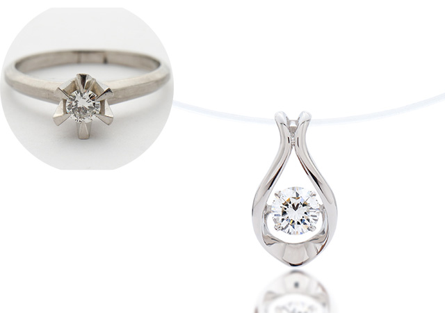 プラチナ ダイヤ婚約指輪をダンシングストーントップにリフォーム