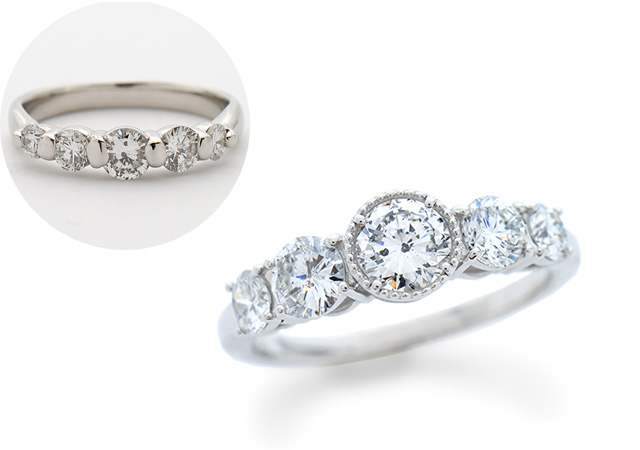 K様 (プラチナ ダイヤ5石の指輪をリフォーム)