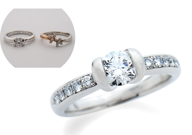 T様 (Pt 婚約指輪とファッションリングを1本にリフォーム)