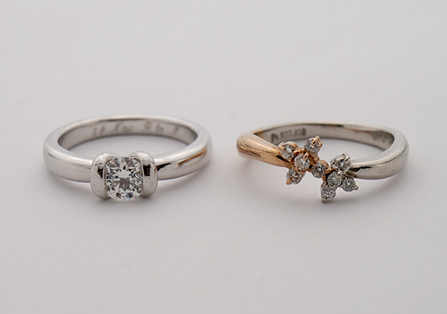 T様 (Pt 婚約指輪とファッションリングを1本にリフォーム)