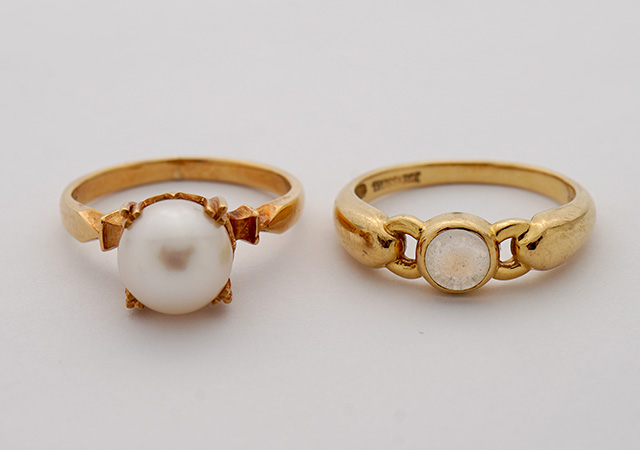 T様 (K18 指輪2本を1本の真珠指輪にリフォーム)