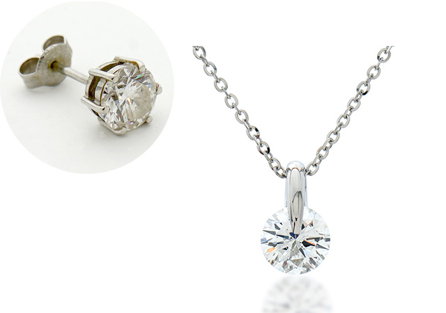 I様 (プラチナ 片方のダイヤピアスをネックレスへリフォーム)